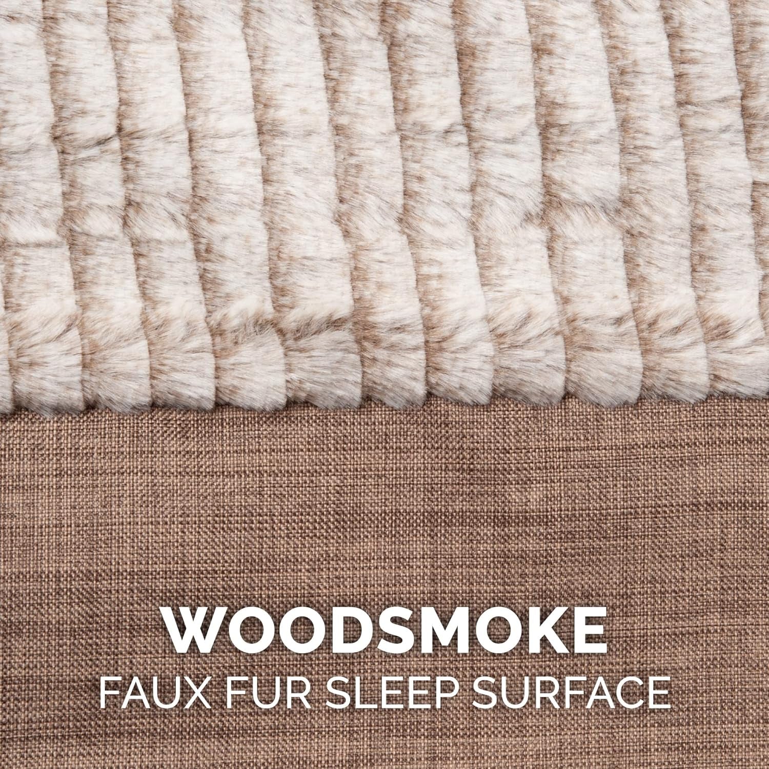 Luxurious Orthopedic Dog Bed with Removable Bolsters & Washable Cover - Perfect for Medium/Large Dogs up to 55 lbs - Soft Faux Fur & Durable Linen in Woodsmoke - Large Size